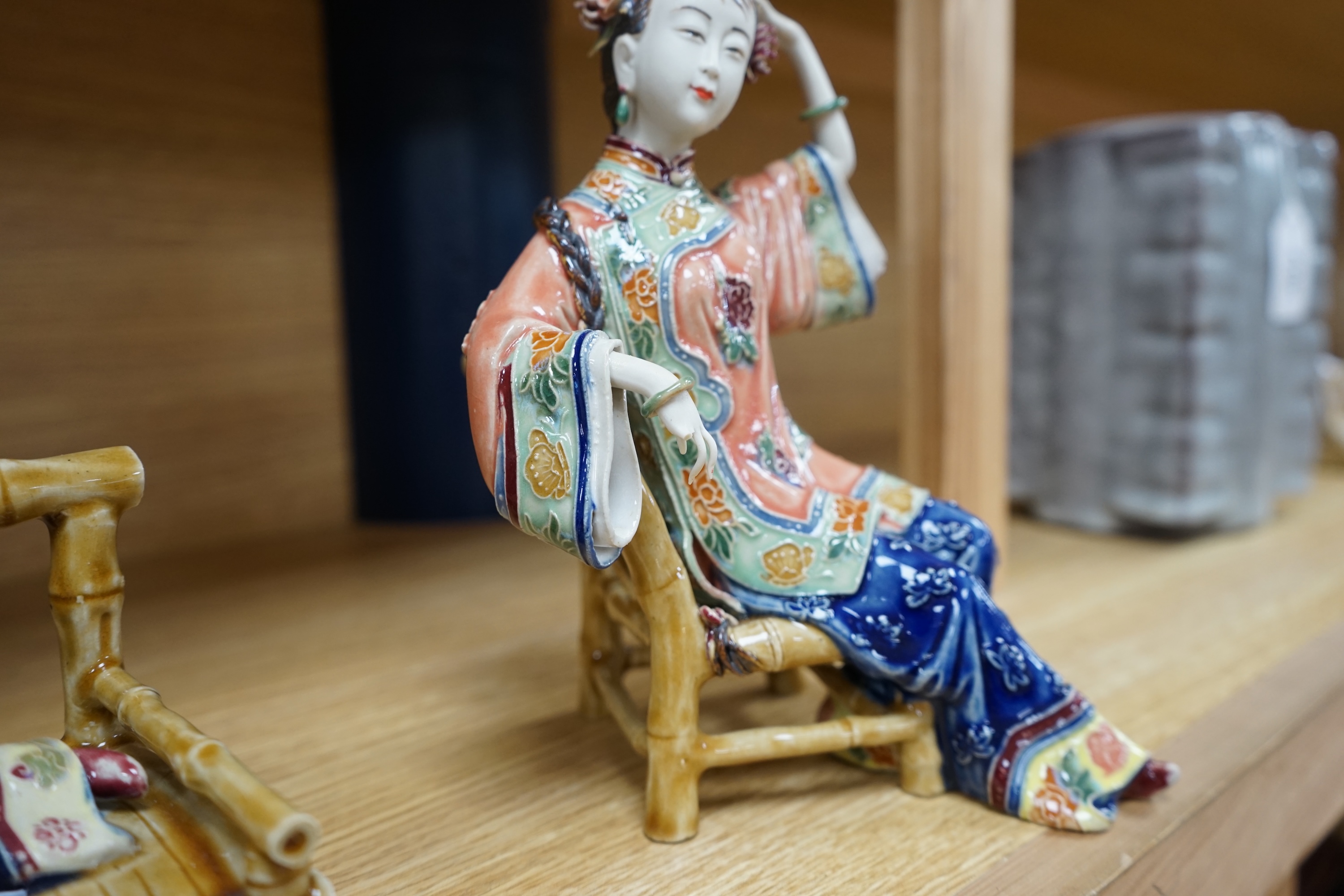 Four Chinese porcelain figures of ladies, tallest 31.5cm. Condition - good.